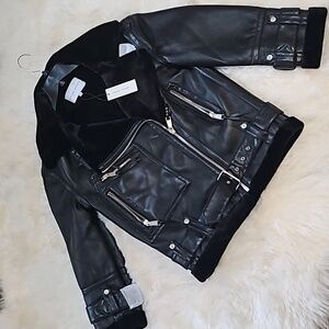REBECCA MINKOFF Oversize Moto Jacket - Vegan Lthr/Faux Fur - GoRGeOuS - NWT